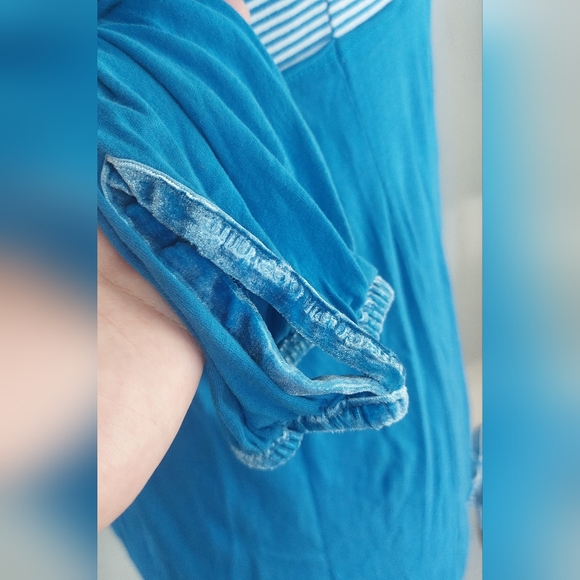 SUPERDRY Size 12 Vintage Thrift Hooded Dress M Blue Stripe Jersey Thumb Holes - Picture 5 of 11